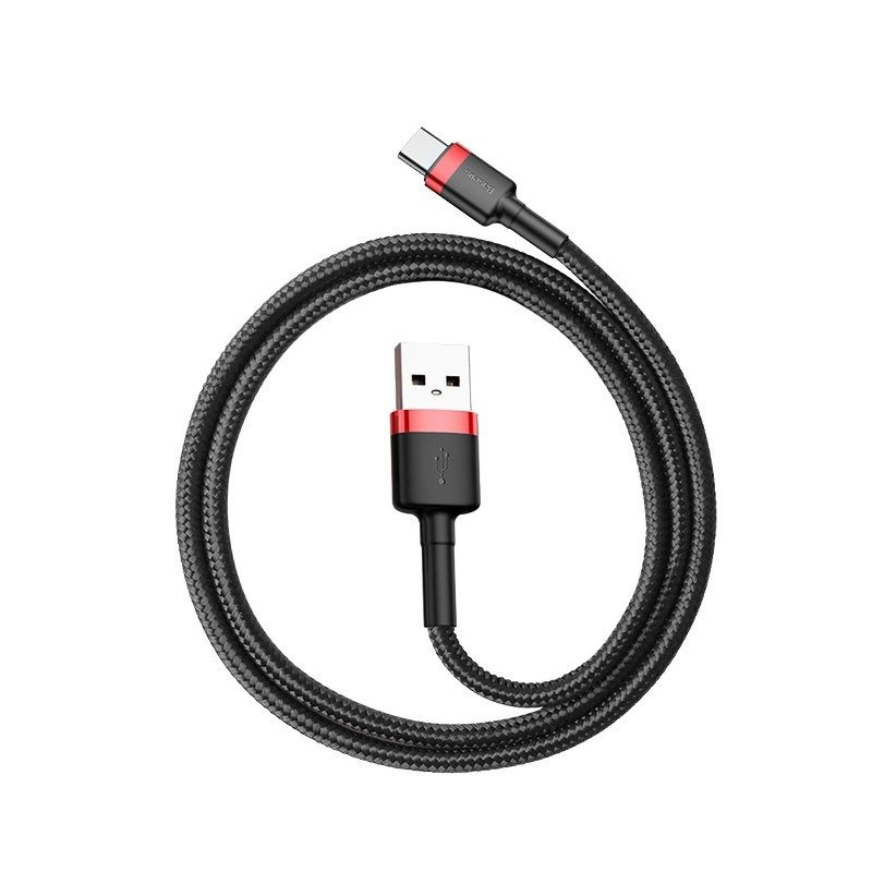 Cafule Kabel USB-C 2 m 2A - Svart/Röd