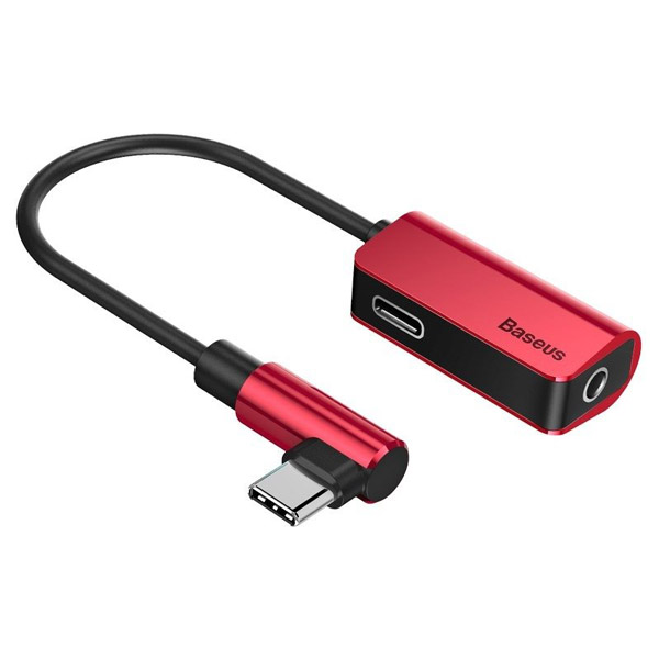 L45 Audio Adapter USB-C till Mini Jack 3.5mm & USB-C - Röd