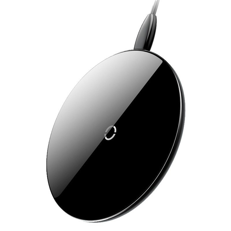 Trådlös rund mobilladdare QI Induktiv - 10W Lightning - Svart