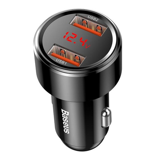 Kraftfull Billaddare 2x USB QC 3.0 45W - Svart