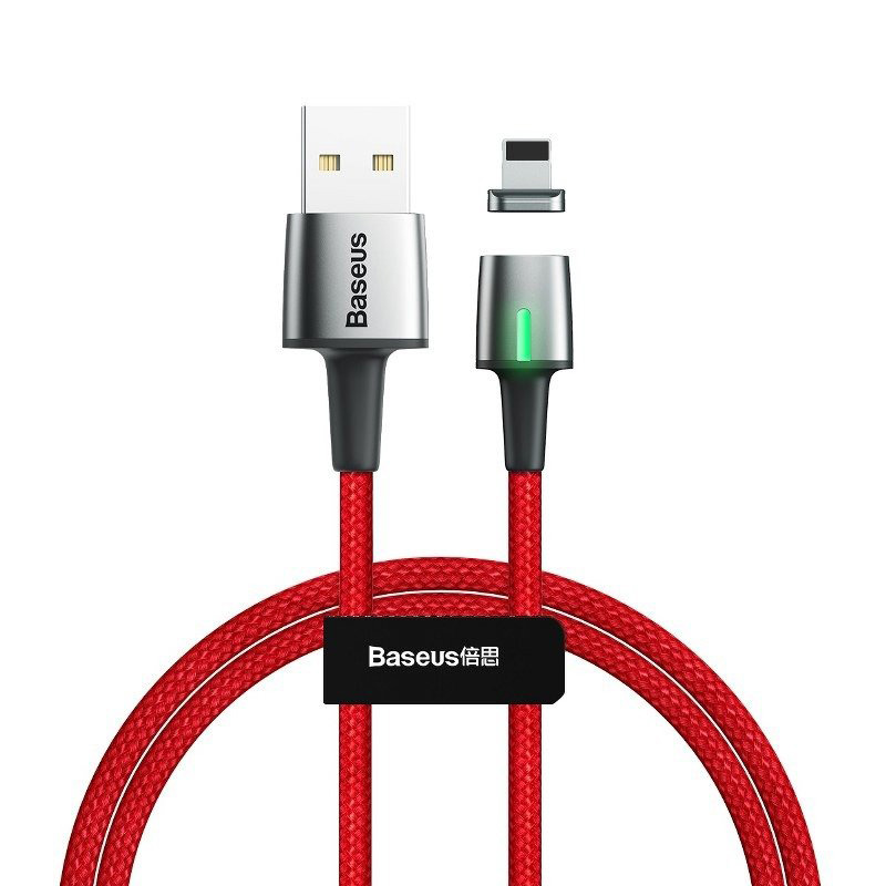 Magnetisk kabel USB Lightning 2.4A 1m - Röd