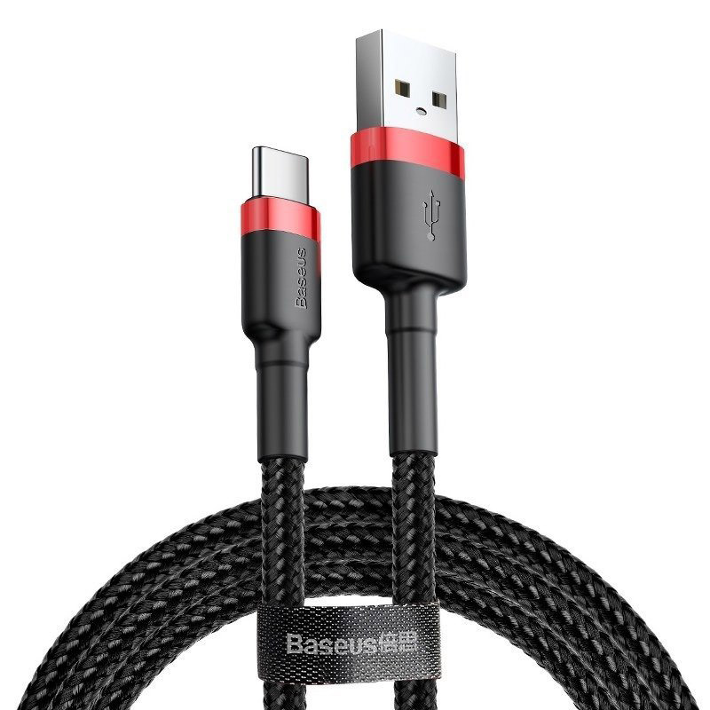 Cafule Kabel USB-C 3 m 2A - Svart/Röd