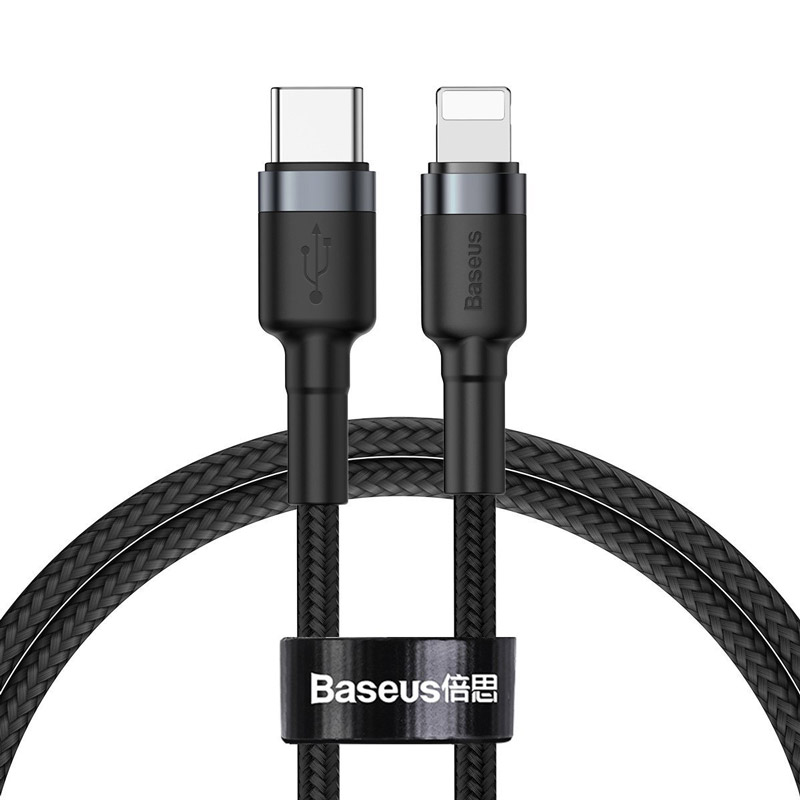 Cafule Kabel USB-C Lightning iP PD 18W, 1m - Svart