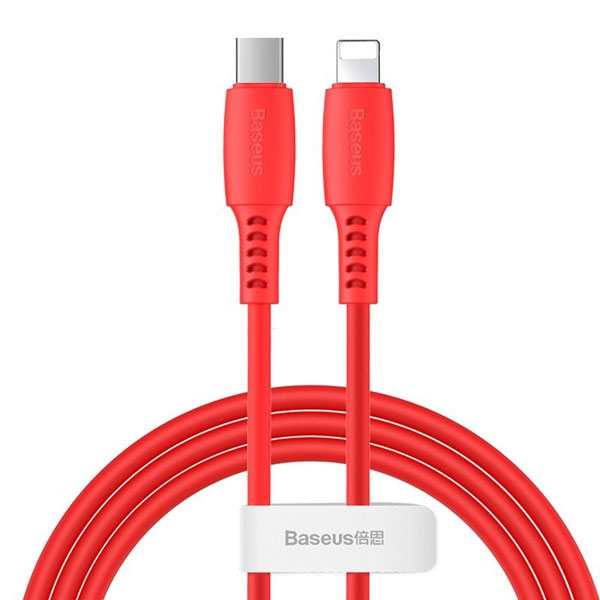 Kabel USB Type-C / Lightning 18W 1.2m - Röd
