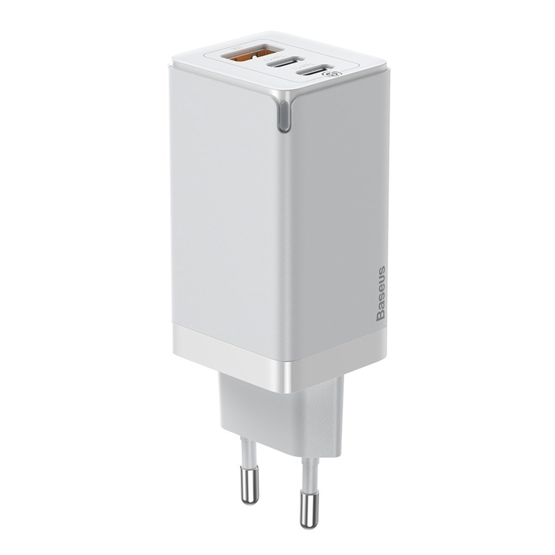 GaN2 Pro Snabbladdning Reseladdare 2xUSB-C+USB 65W EU - Vit