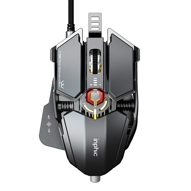 PG6 Gaming-datormus 7200DPI - Grå/Röd