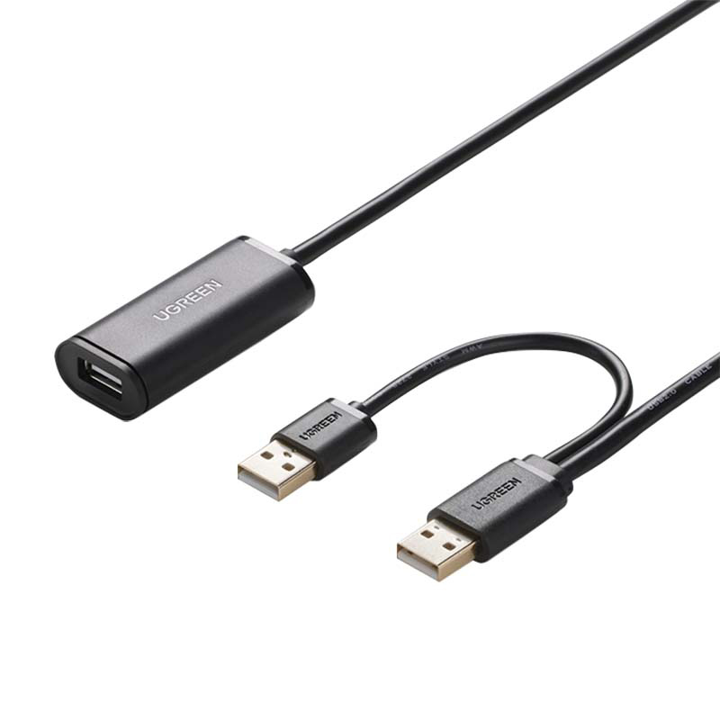 US137 2 x USB 2.0 förlängningskabel - 5 m - Svart