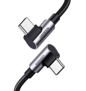 US335 USB-C till USB-C kabel vinklad 1m - Svart