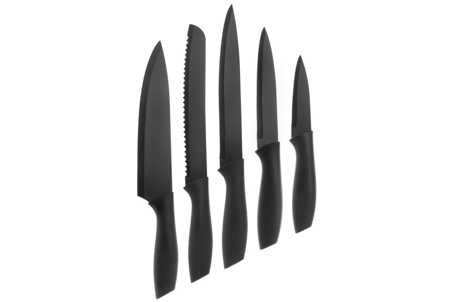 Svart Knivset 5 Delar
