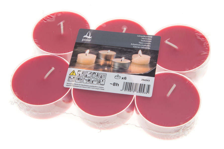 Stora Röda Värmeljus 8 h - 6-pack