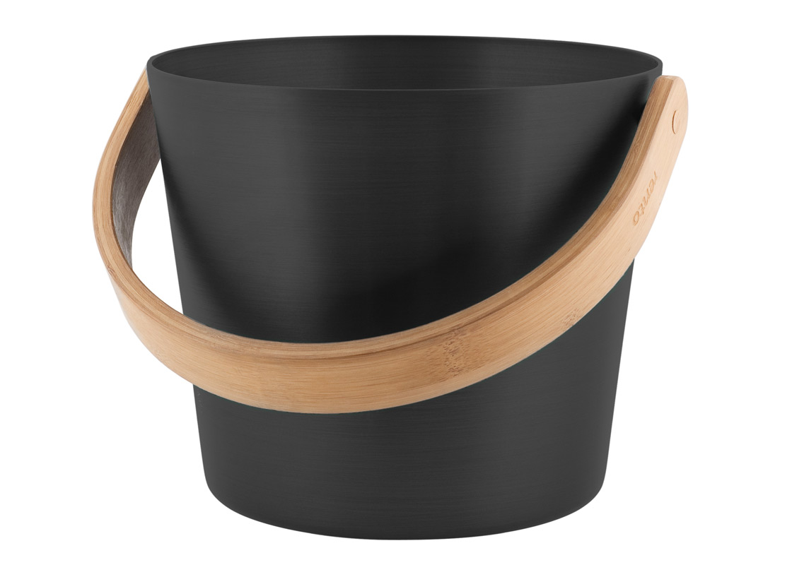 Bastuhink i aluminium & bambu Ø 23 cm - Svart