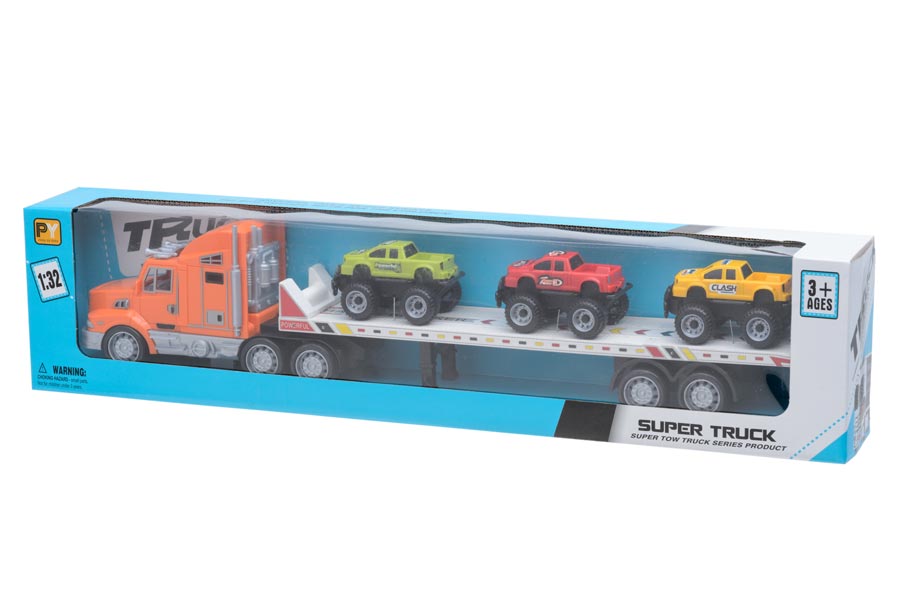 Orange Transportlastbil med 3 Monster Truck Leksaksset - Bild 3