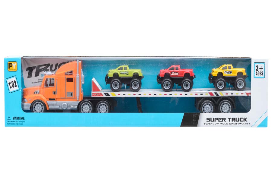 Orange Transportlastbil med 3 Monster Truck Leksaksset - Bild 2