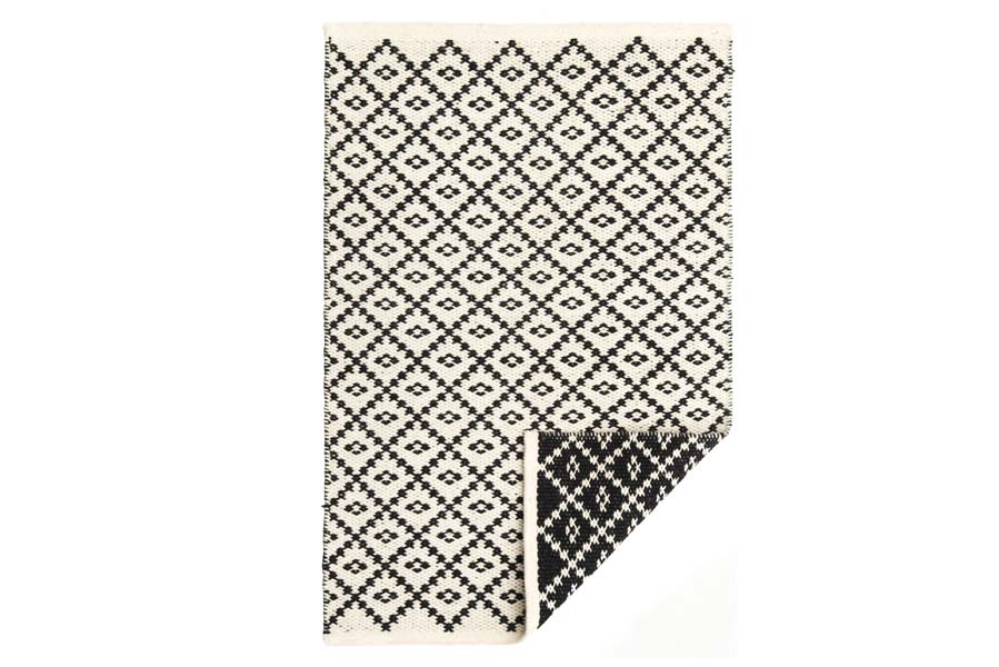 Ullmatta Dhurrie Huurre 60 x 90 cm, svartvit