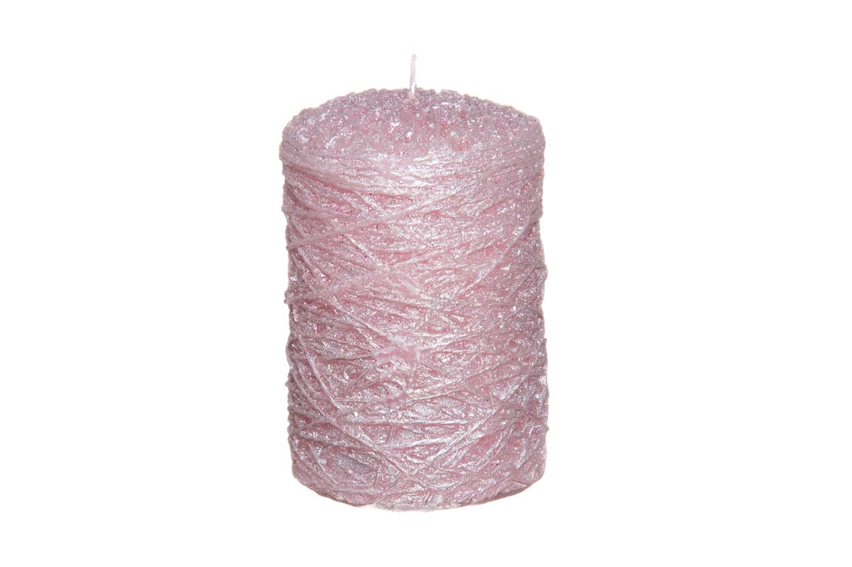 Blockljus Henni 6,6 x 10 cm - 20 h Ljusrosa-glittrig