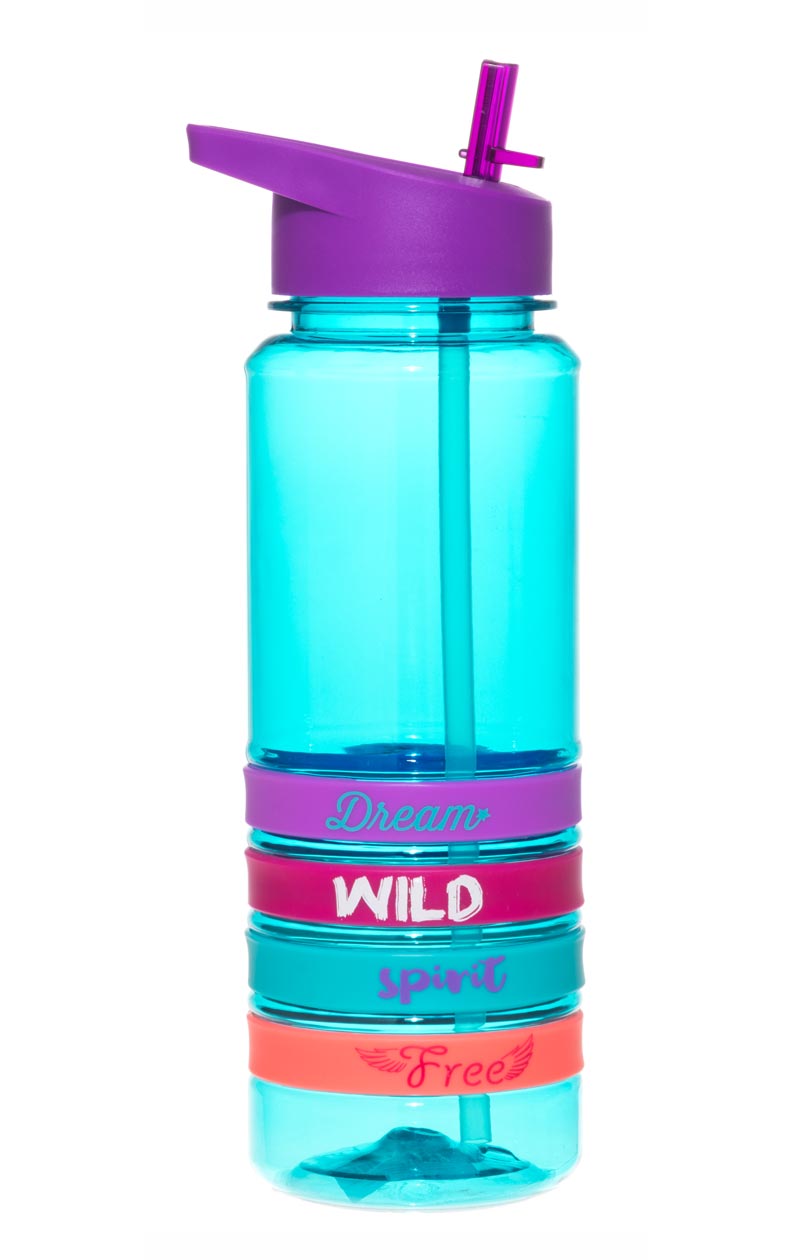 Vattenflaska i Tritan 750 ml - Turkos med lila lock