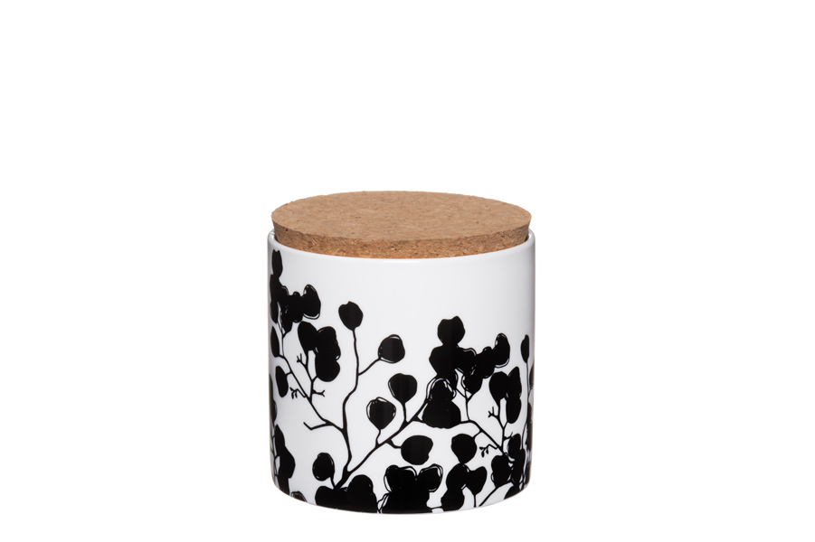 Porslinburk med korklock, blommor 500 ml