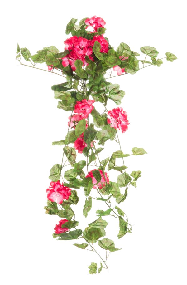 Konstgjord växt - Hängande Geranium - Mörkrosa
