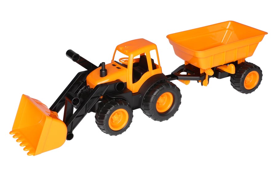 Traktor med släp 55,5 cm - Orange/Svart