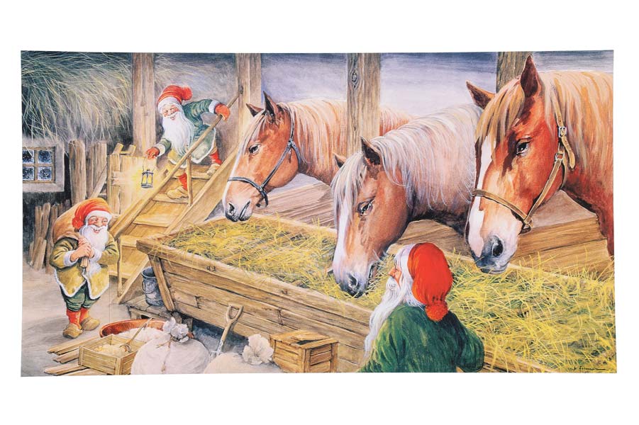 Jultryck i papper 26 x 47,5 cm - Jul i stallet