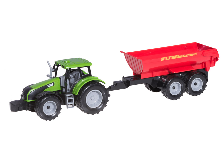 Traktor med släp 47 cm - Grön