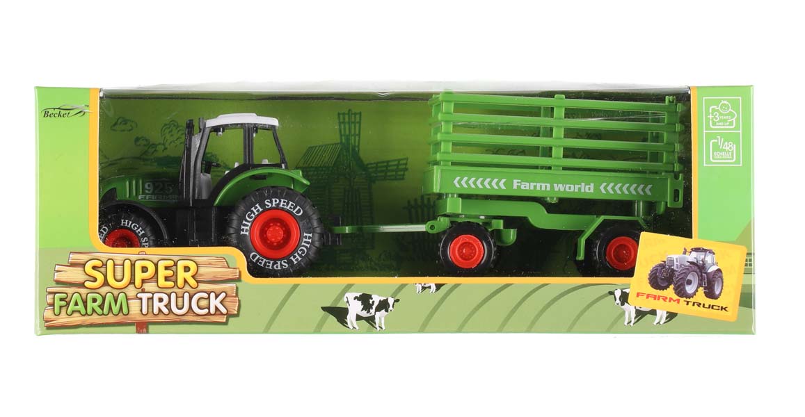Grön Traktor med släp 21,5 cm