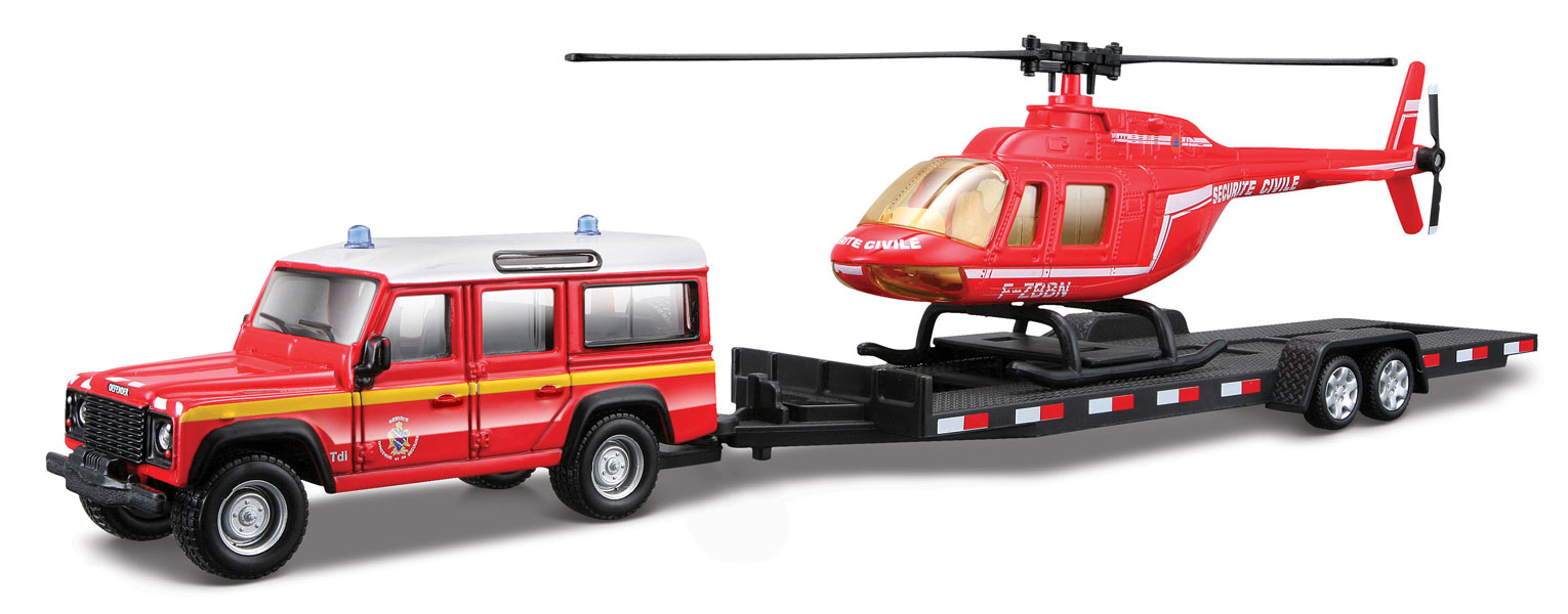 Leksaksfordon - Bil med helikopter på släp