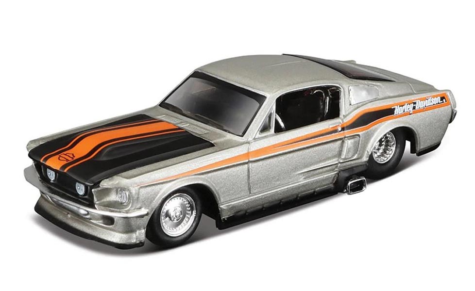 1:64 Harley Davidson - 1967 Ford Mustang GT - Silver