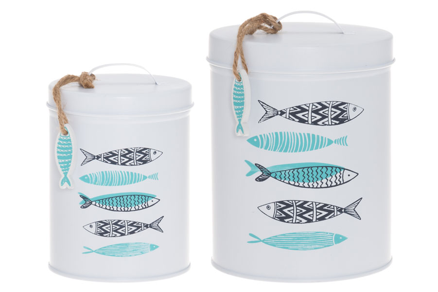 Förvaringsburkar med fiskmotiv 2-pack