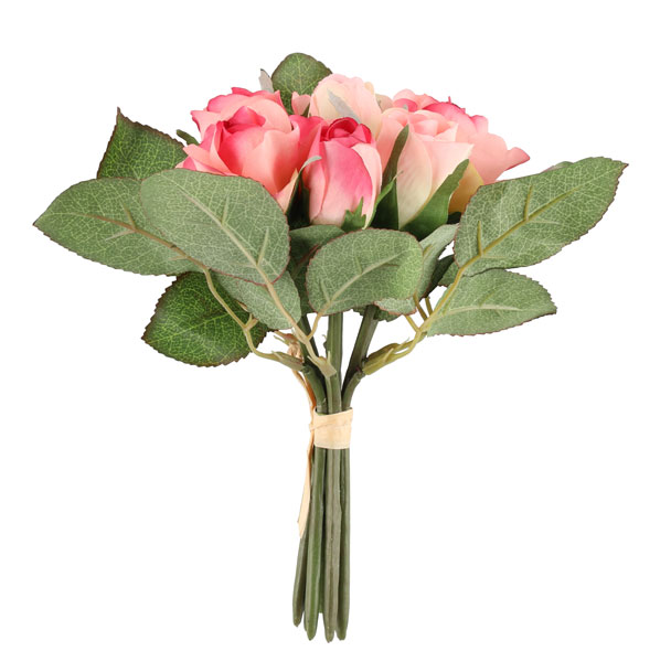 Konstgjord växt - Rosbukett 20 cm - Rosa