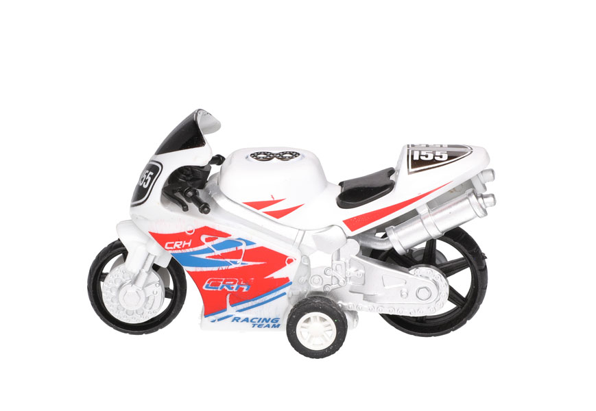 Leksaksfordon: Motorcykel Enduro 9,5 cm - Vit