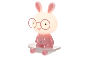 Nattlampa Kanin på skateboard - Rosa