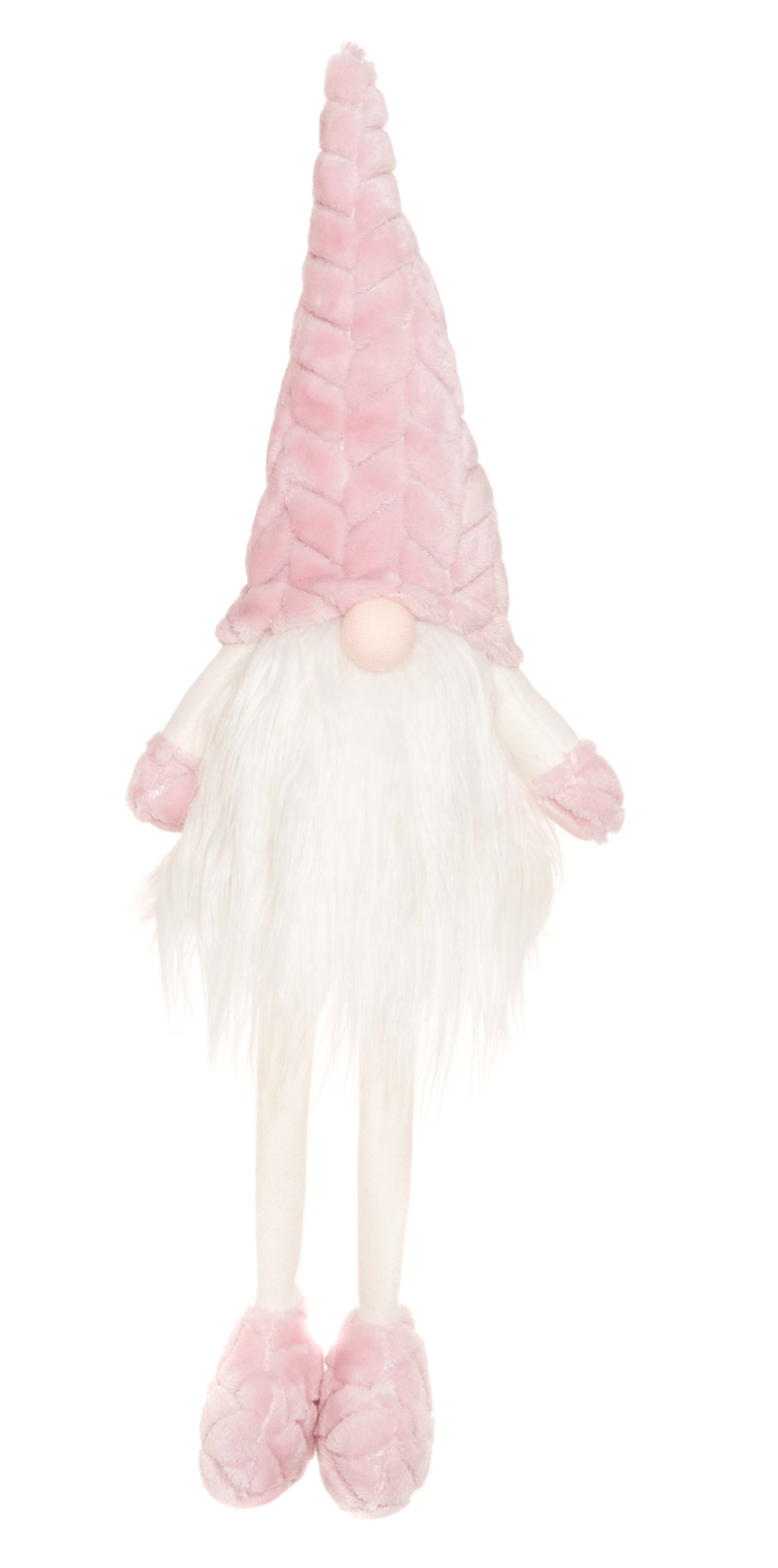 Juldekoration: Rosa sittande tomte 60 cm