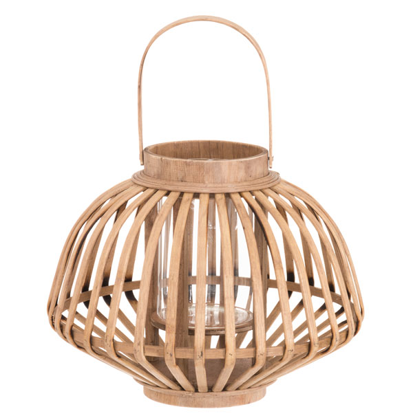 Ljuslykta i bambu med handtag 25 cm