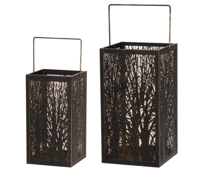 Svarta Ljuslyktor Skog 2-pack