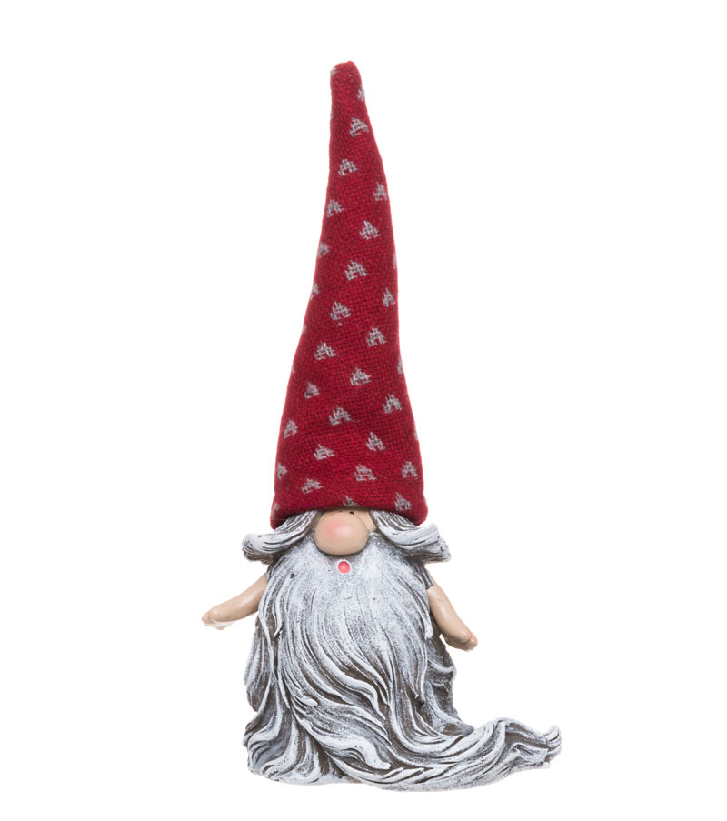 Juldekoration: Tomte med röd textilluva 10,5 cm