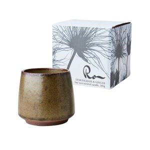 Doftljus Ro 50h - Lemongrass & ginger - Brun/Grön