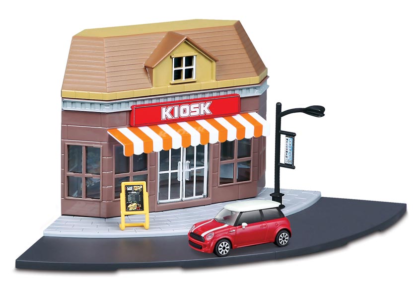 City 1:43 - Mini Cooper S - Kiosk Store - Röd/Vit