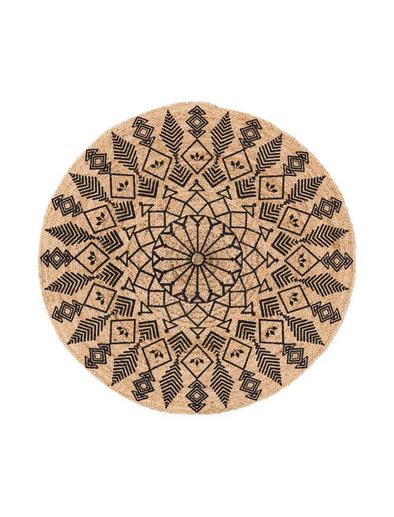 Flätad Jutematta Mandala Ø 120cm