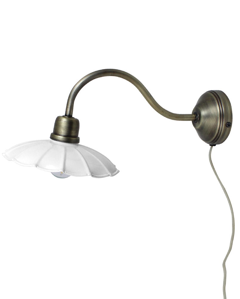 Vägglampa Gustav - Vit/Antik Mässing