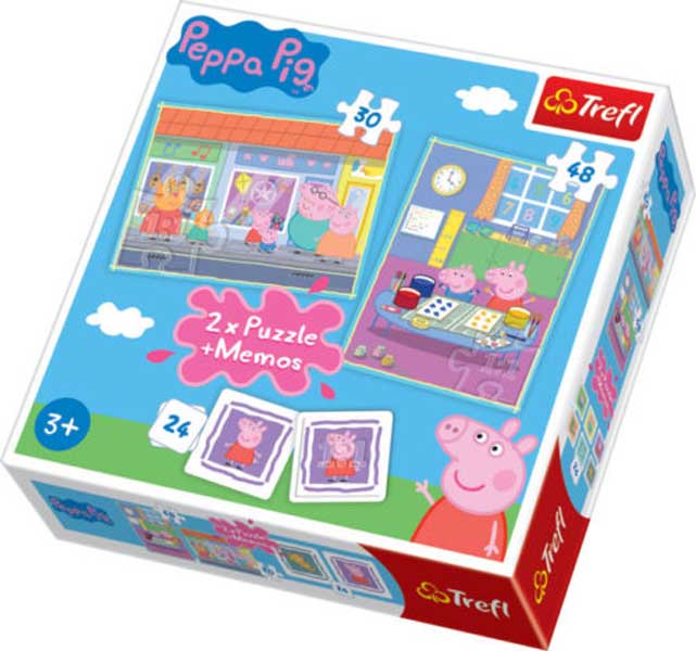 2 Pussel + Memo - Peppa Pig 30 & 48 Bitar