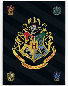 Hogwarts - Svart Fleecefilt Pläd 100x140cm