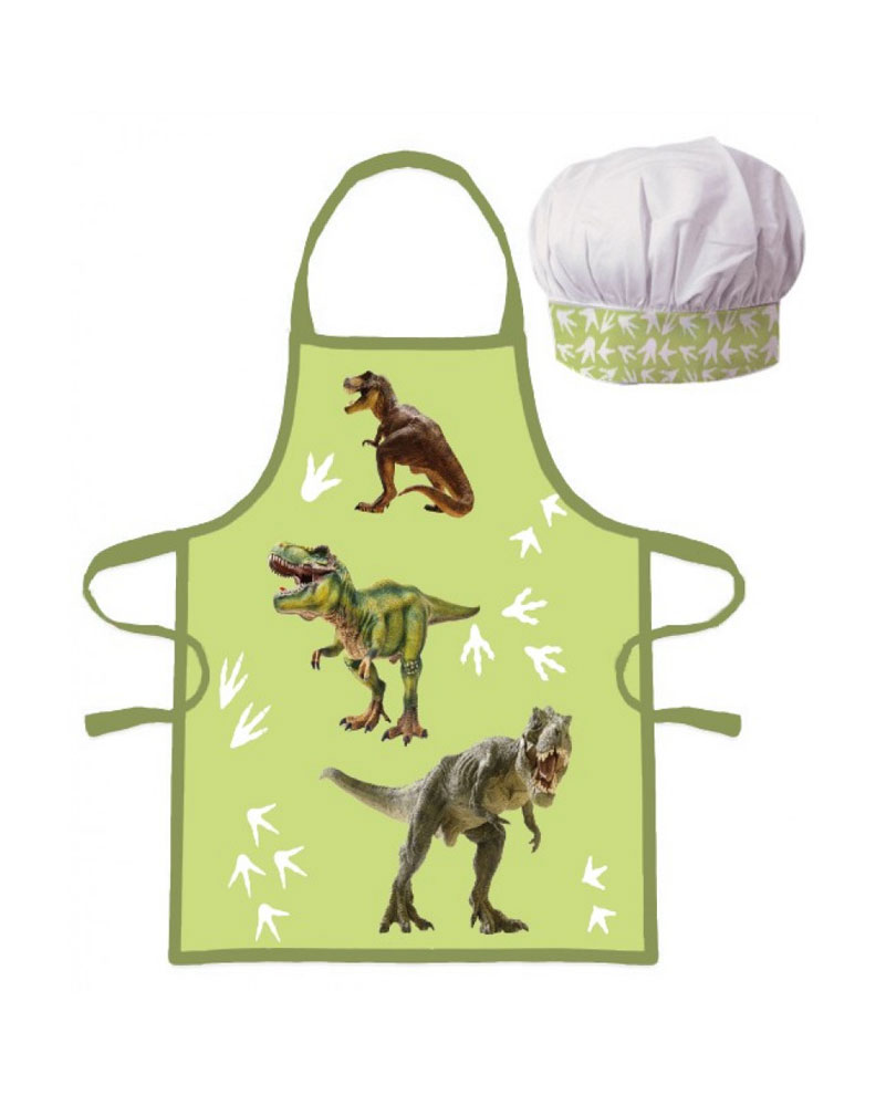 Dinosaurier - Kockset: Förkläde & kockmössa - Grön