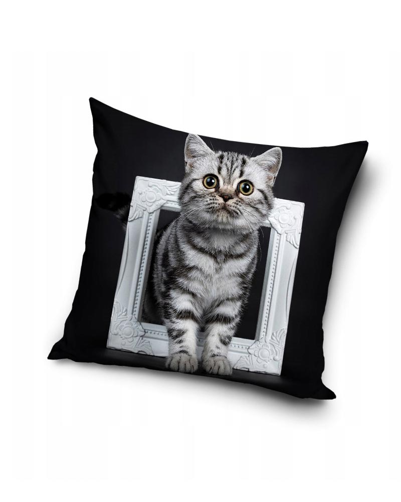 Grå katt - Kuddfodral 40x40cm
