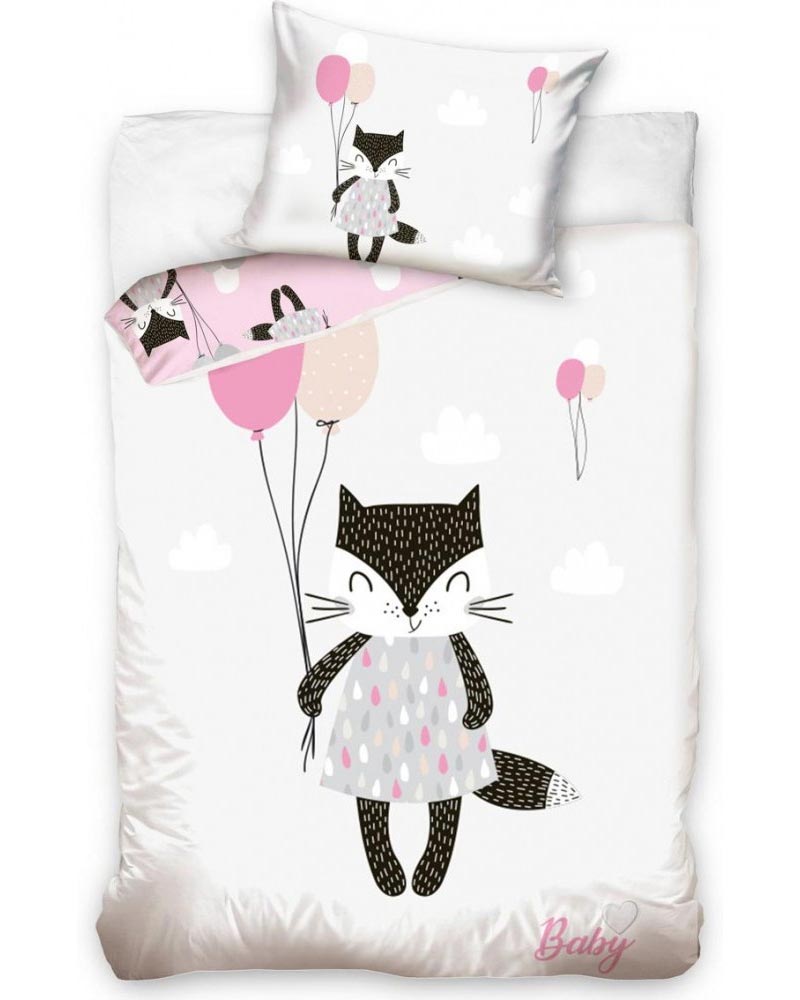 Katt med ballonger - Påslakanset Junior 90x120 cm