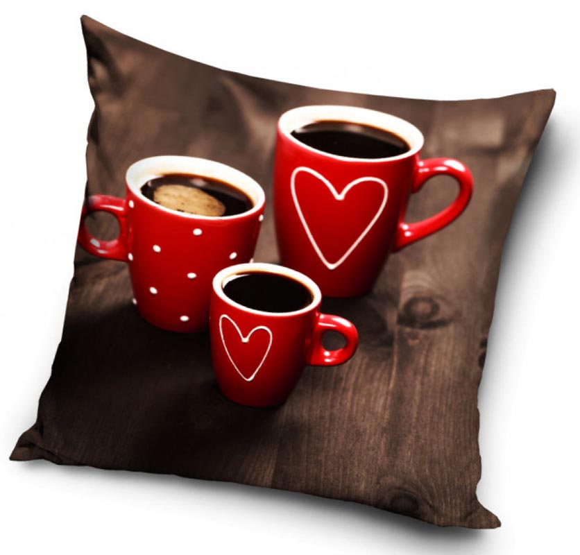 Tre koppar kaffe - Kuddfodral 40x40cm