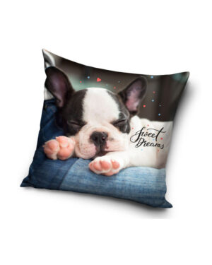 Vit/svart hund - Kuddfodral 40x40cm