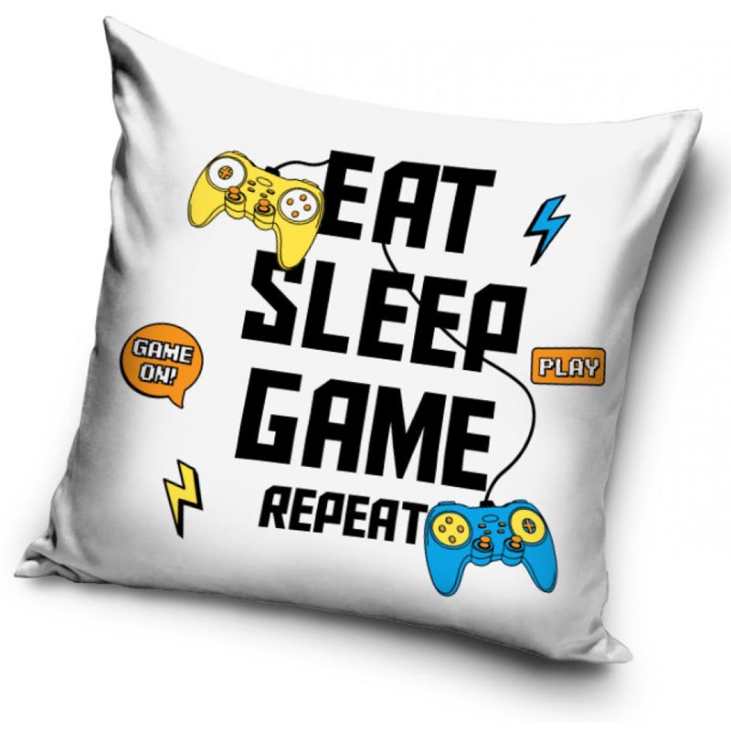 Eat Sleep Game Repeat - Kuddfodral 40x40cm