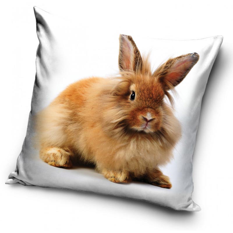Brun kanin - Kuddfodral 40x40cm - Vit