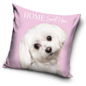 Vit hund - Kuddfodral 40x40cm - Rosa